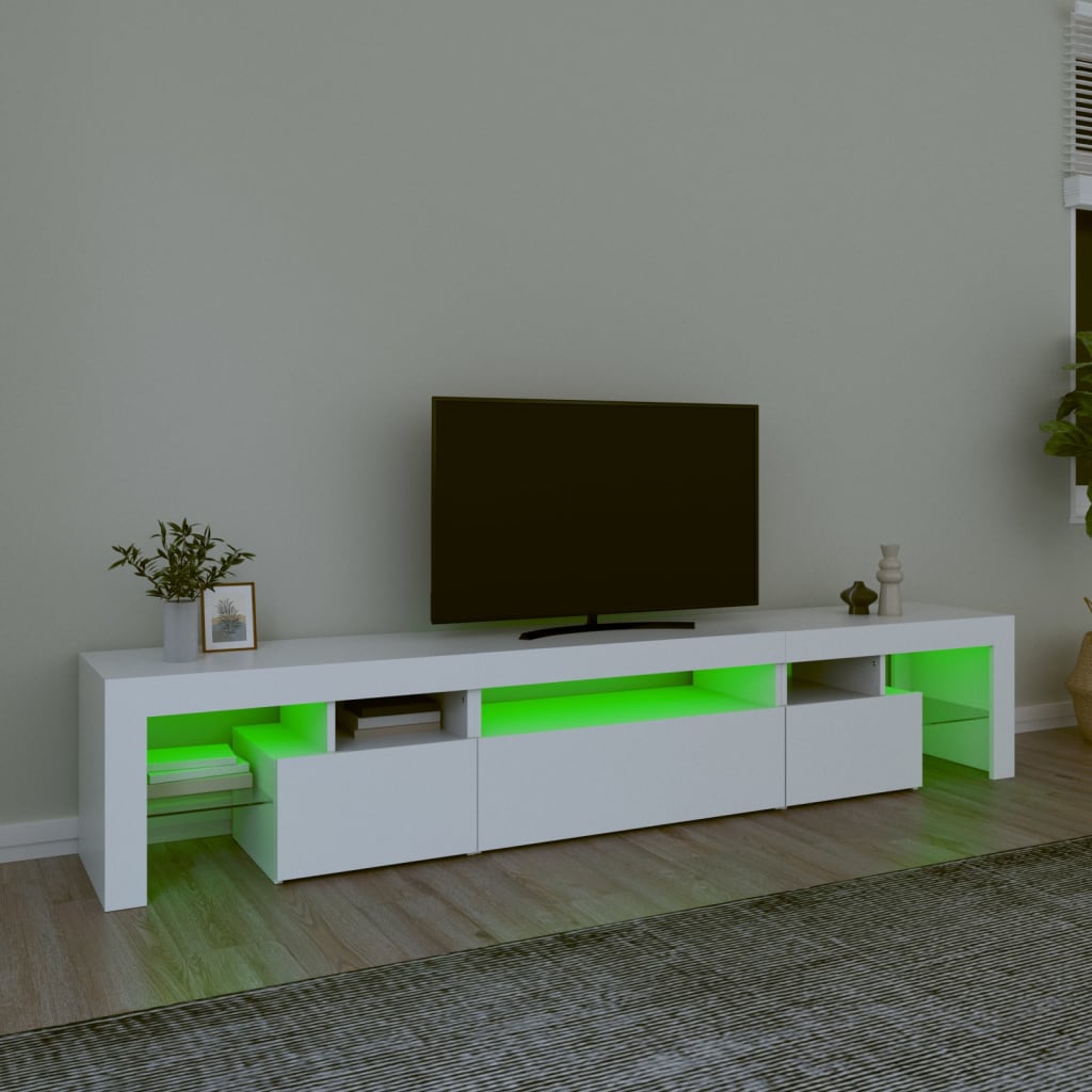 vidaXL TV Cabinet with LED Lights White 215x36,5x40 cm