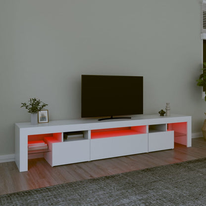 vidaXL TV Cabinet with LED Lights White 215x36,5x40 cm