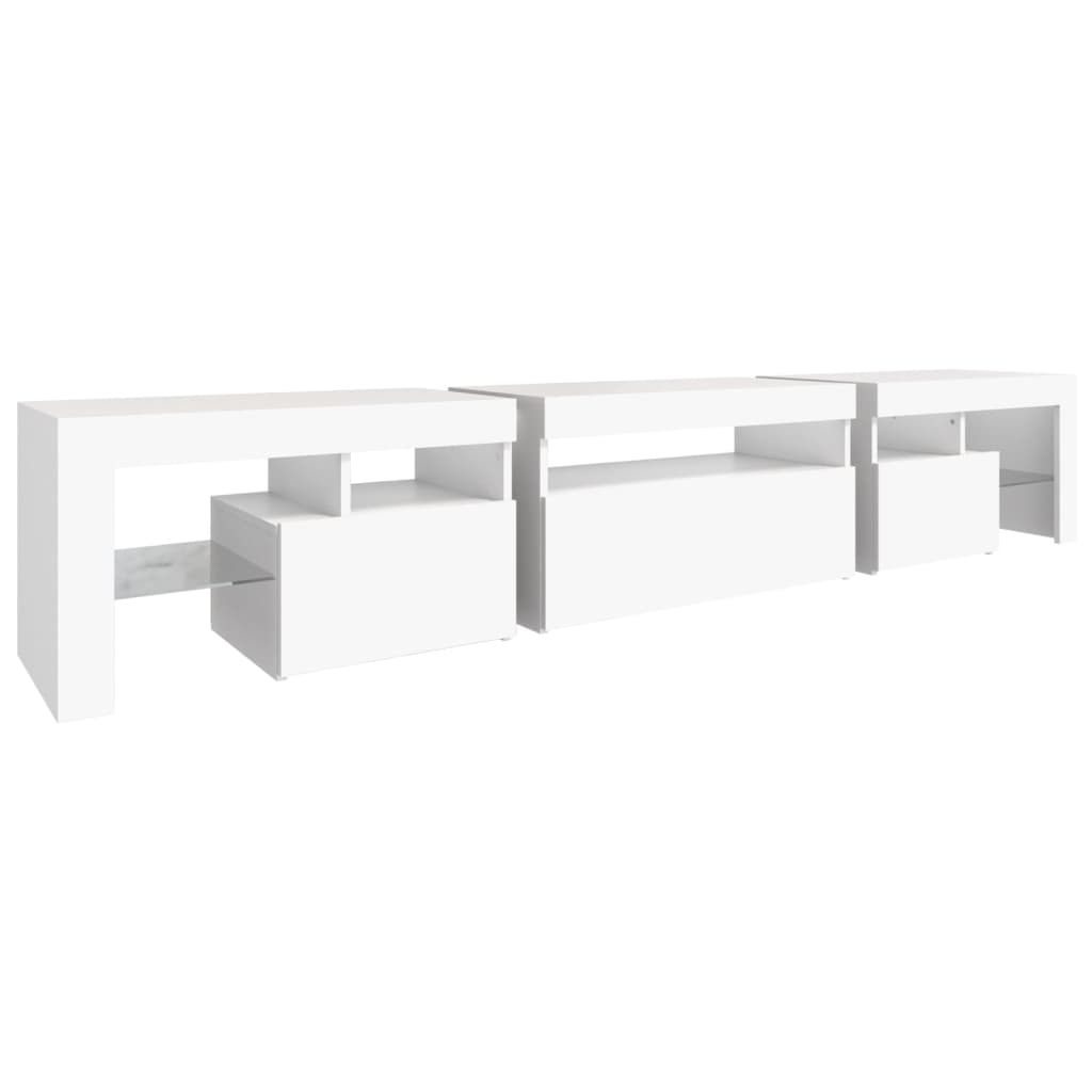 vidaXL TV Cabinet with LED Lights White 215x36,5x40 cm