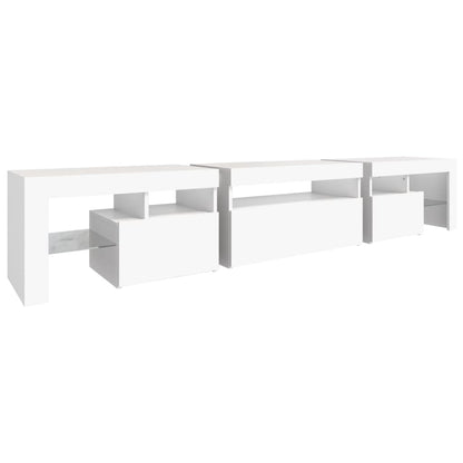 vidaXL TV Cabinet with LED Lights White 215x36,5x40 cm
