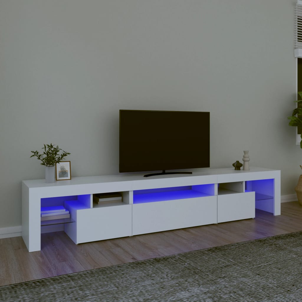 vidaXL TV Cabinet with LED Lights White 215x36,5x40 cm