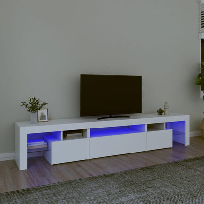 vidaXL TV Cabinet with LED Lights White 215x36,5x40 cm