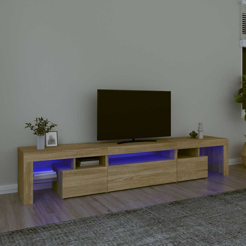 vidaXL TV Cabinet with LED Lights Sonoma Oak 215x36.5x40 cm