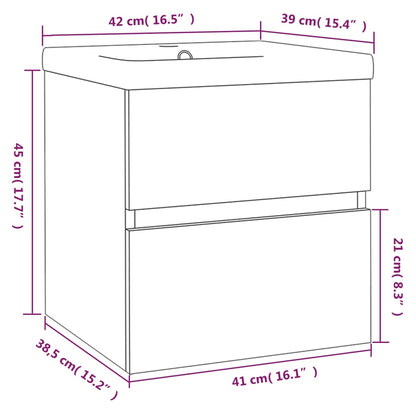 vidaXL Sink Cabinet with Built-in Basin Smoked Oak Engineered Wood