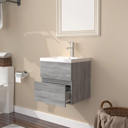 vidaXL Sink Cabinet with Built-in Basin Grey Sonoma Engineered Wood