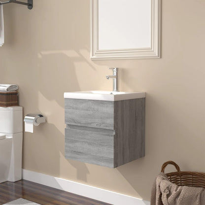 vidaXL Sink Cabinet with Built-in Basin Grey Sonoma Engineered Wood