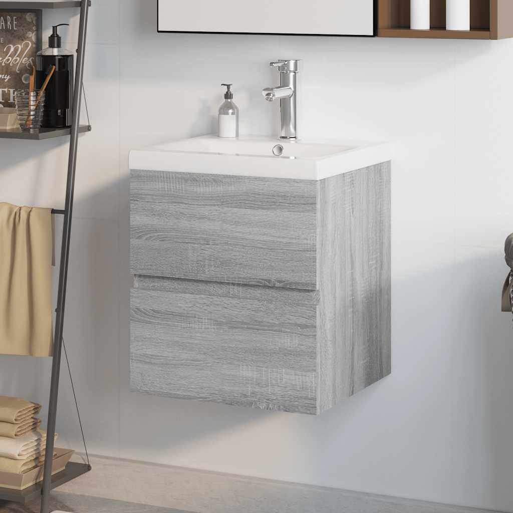 vidaXL Sink Cabinet with Built-in Basin Grey Sonoma Engineered Wood