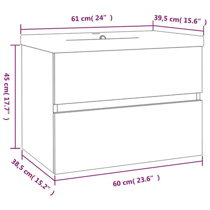 vidaXL Sink Cabinet with Built-in Basin Smoked Oak Engineered Wood