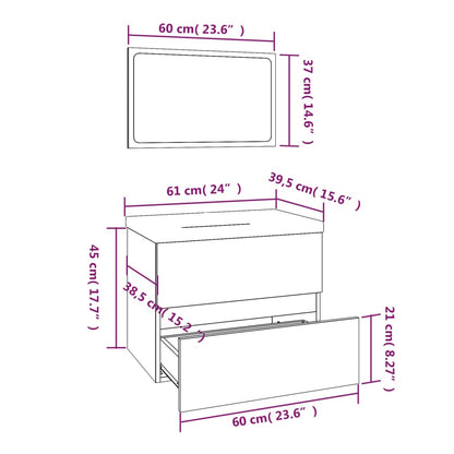 vidaXL Bathroom Furniture Set Smoked Oak Engineered Wood