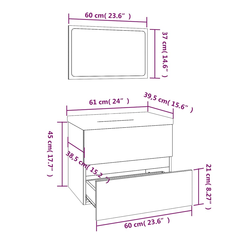 vidaXL Bathroom Furniture Set Grey Sonoma Engineered Wood