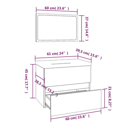 vidaXL Bathroom Furniture Set Grey Sonoma Engineered Wood