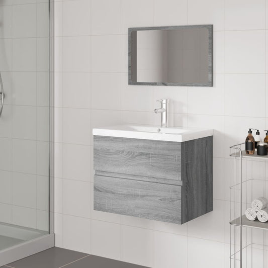 vidaXL Bathroom Furniture Set Grey Sonoma Engineered Wood