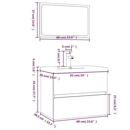 vidaXL Bathroom Furniture Set Smoked Oak Engineered Wood