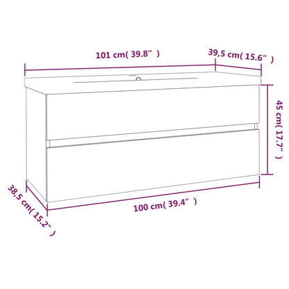 vidaXL Sink Cabinet with Built-in Basin Smoked Oak Engineered Wood