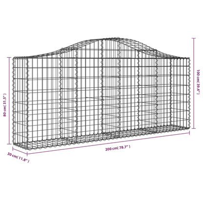 vidaXL Arched Gabion Basket 200x30x80/100 cm Galvanised Iron