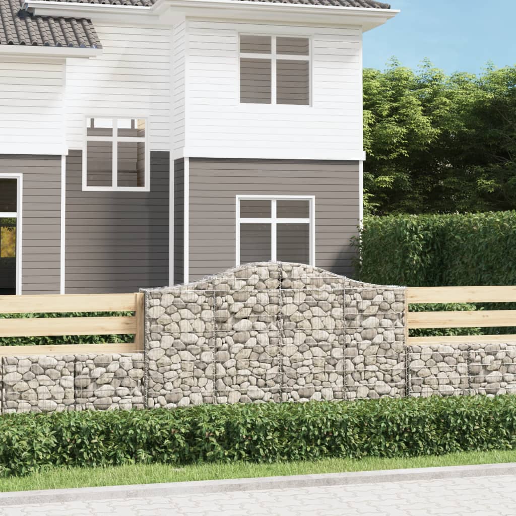 vidaXL Arched Gabion Basket 200x30x120/140 cm Galvanised Iron