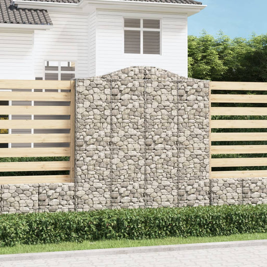 vidaXL Arched Gabion Basket 200x30x220/240 cm Galvanised Iron