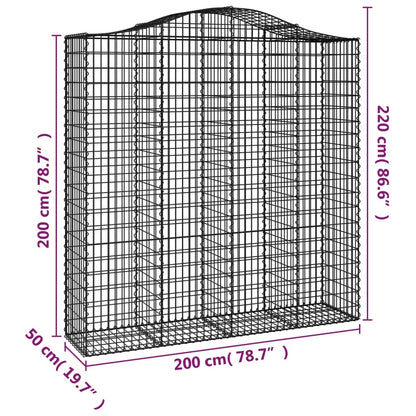 vidaXL Arched Gabion Basket 200x50x200/220 cm Galvanised Iron