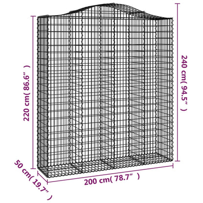 vidaXL Arched Gabion Basket 200x50x220/240 cm Galvanised Iron