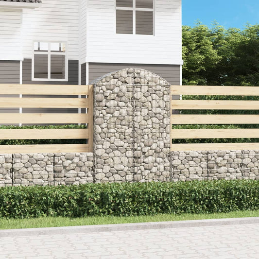 vidaXL Arched Gabion Basket 100x50x160/180 cm Galvanised Iron