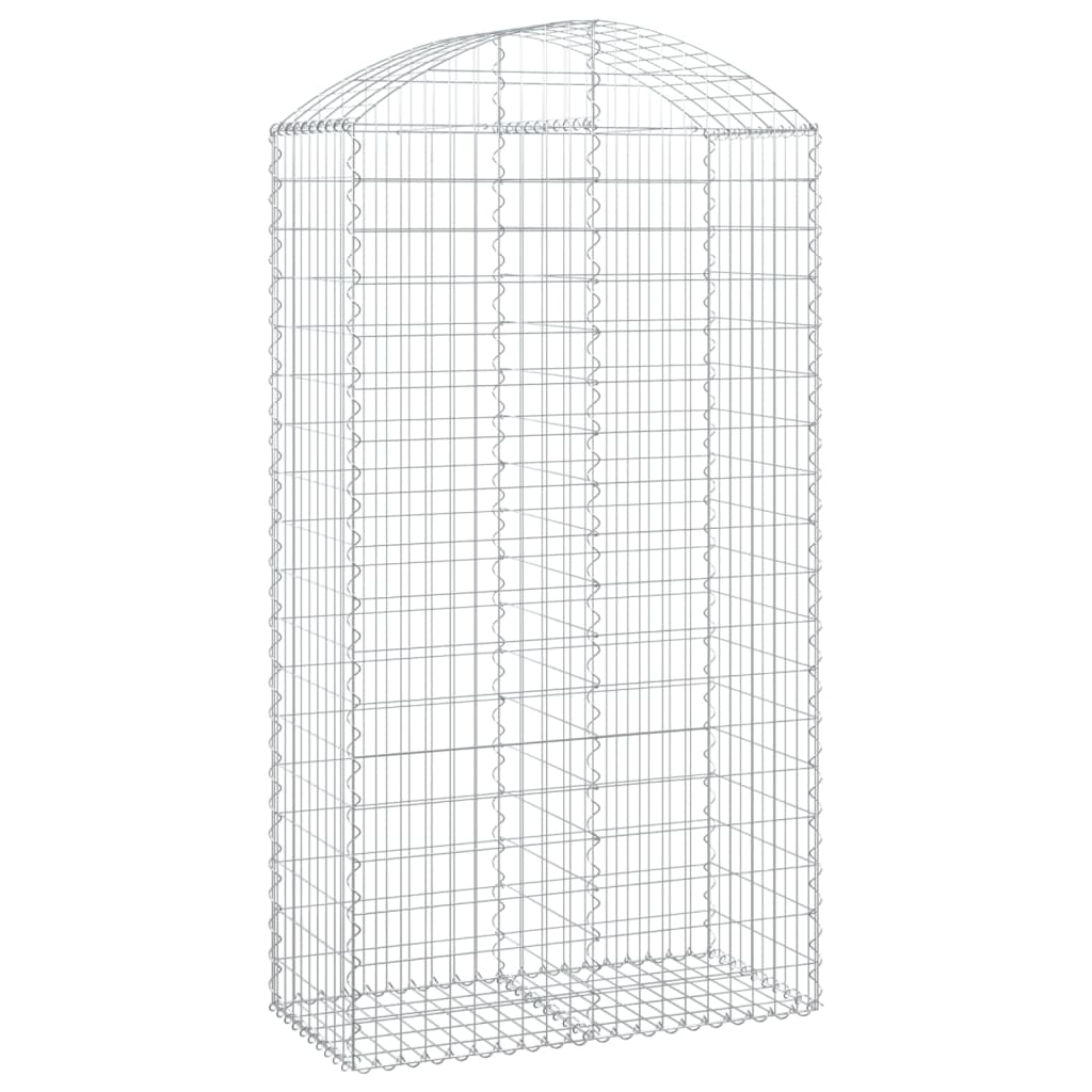 vidaXL Arched Gabion Basket 100x50x180/200 cm Galvanised Iron