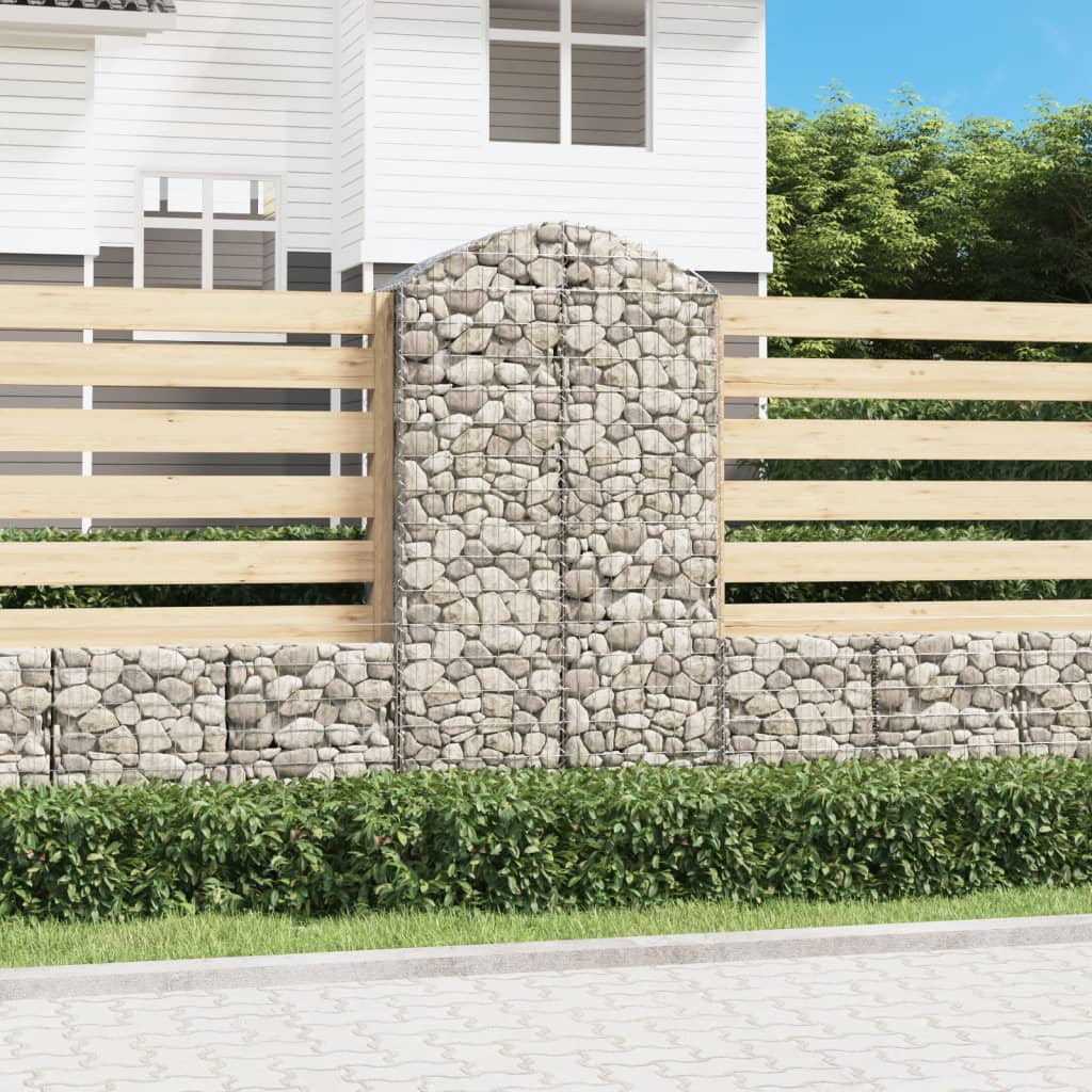 vidaXL Arched Gabion Basket 100x50x180/200 cm Galvanised Iron