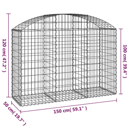 vidaXL Arched Gabion Basket 150x50x100/120 cm Galvanised Iron