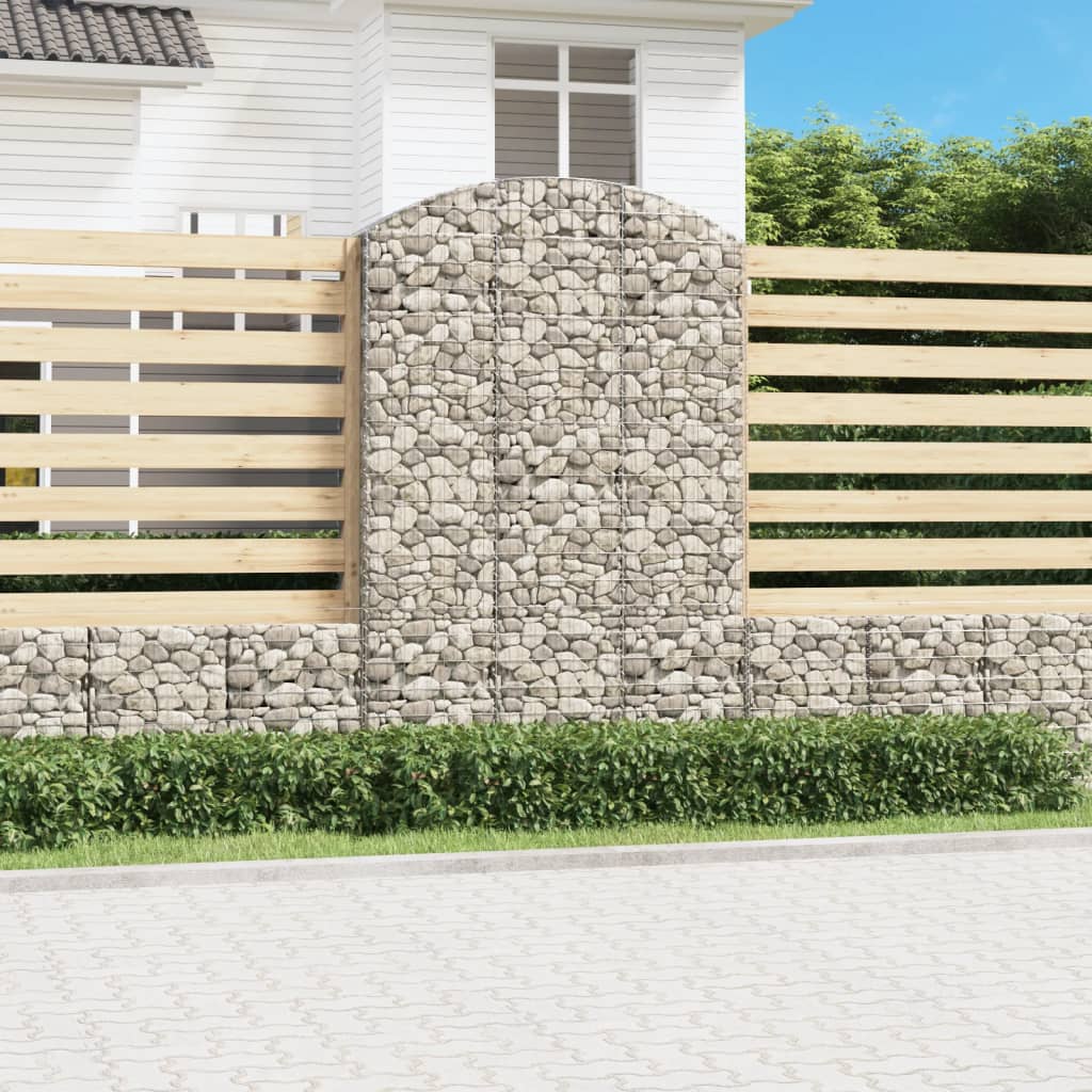 vidaXL Arched Gabion Basket 150x50x220/240 cm Galvanised Iron