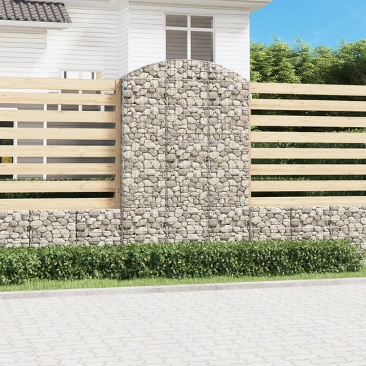 vidaXL Arched Gabion Basket 150x50x220/240 cm Galvanised Iron