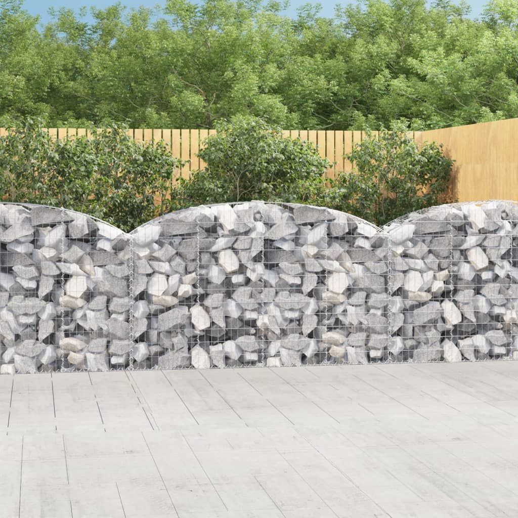 vidaXL Arched Gabion Basket 200x50x100/120 cm Galvanised Iron