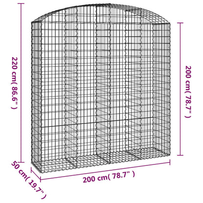 vidaXL Arched Gabion Basket 200x50x200/220 cm Galvanised Iron