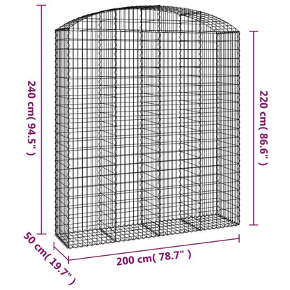 vidaXL Arched Gabion Basket 200x50x220/240 cm Galvanised Iron