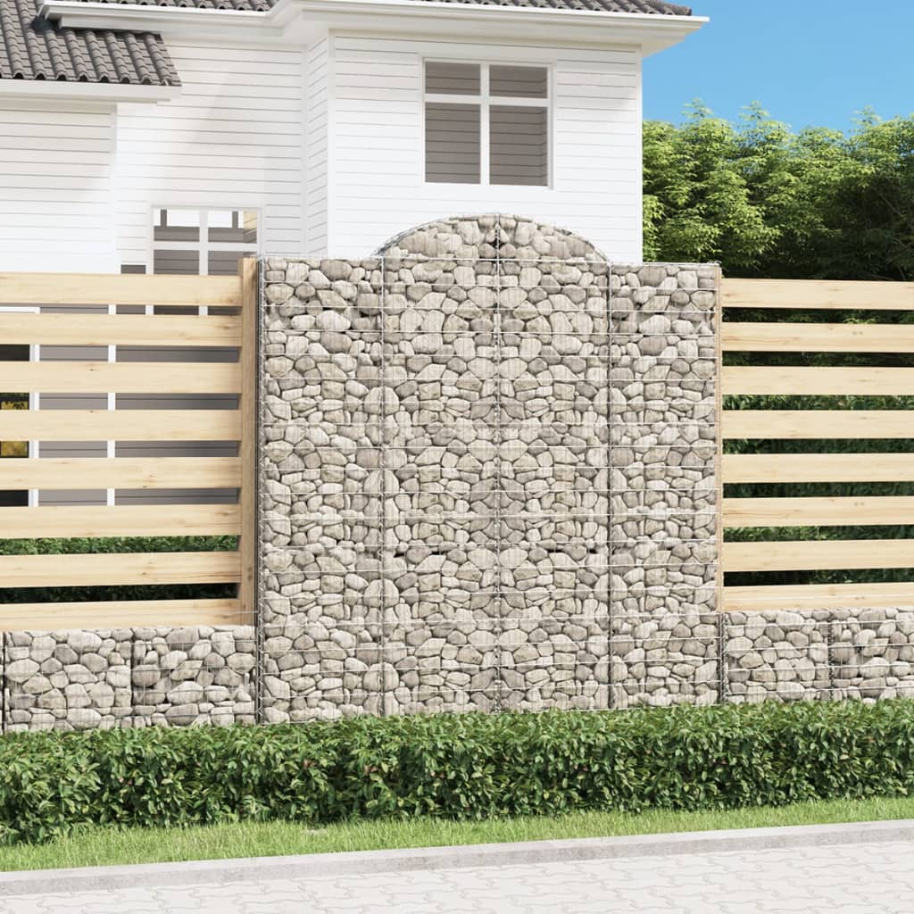 vidaXL Arched Gabion Basket 200x30x220/240 cm Galvanised Iron