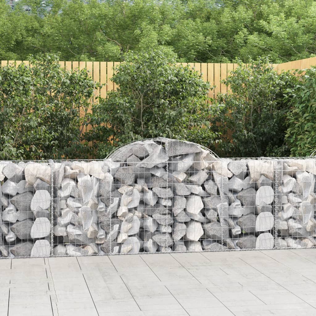 vidaXL Arched Gabion Basket 200x50x80/100 cm Galvanised Iron
