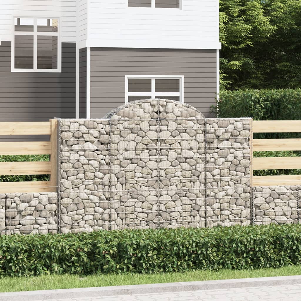 vidaXL Arched Gabion Basket 200x50x140/160 cm Galvanised Iron