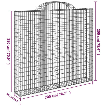 vidaXL Arched Gabion Basket 200x50x180/200 cm Galvanised Iron