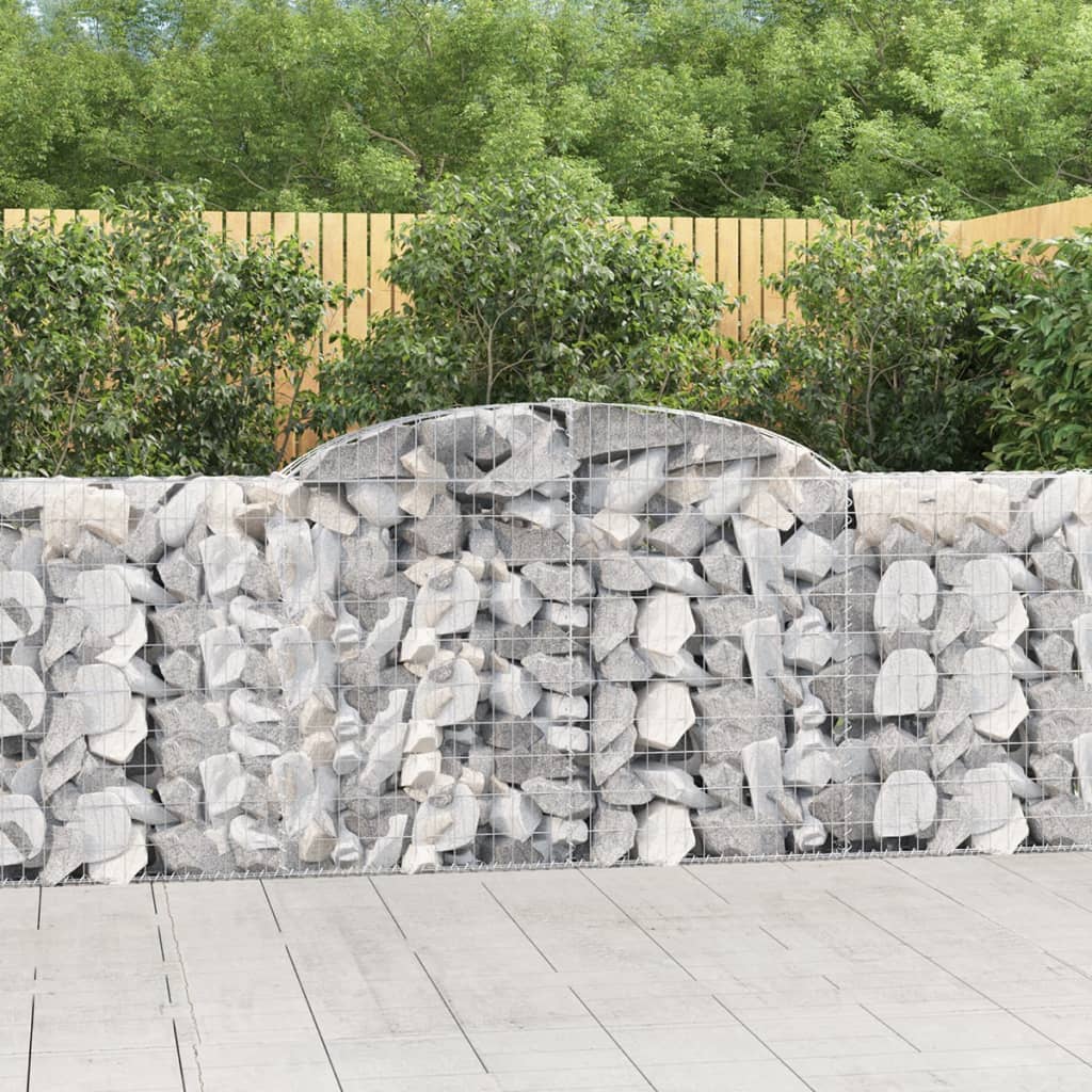 vidaXL Arched Gabion Basket 300x30x100/120 cm Galvanised Iron