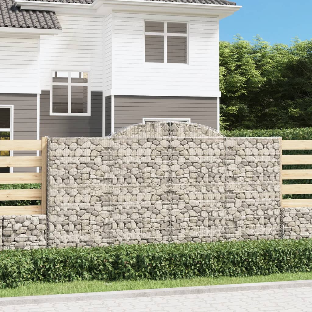 vidaXL Arched Gabion Basket 300x30x160/180 cm Galvanised Iron
