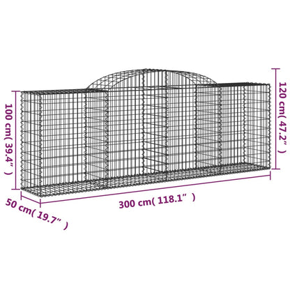 vidaXL Arched Gabion Basket 300x50x100/120 cm Galvanised Iron