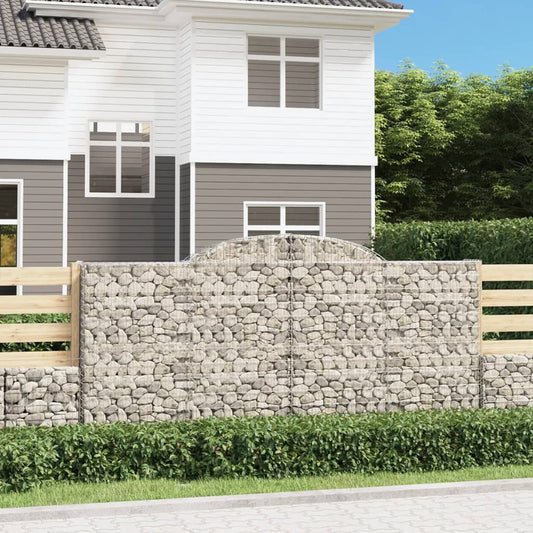vidaXL Arched Gabion Basket 300x50x140/160 cm Galvanised Iron