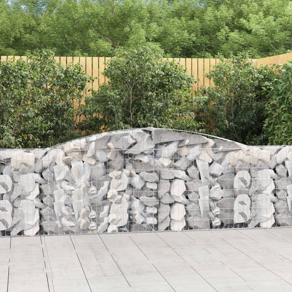vidaXL Arched Gabion Basket 400x30x80/100 cm Galvanised Iron