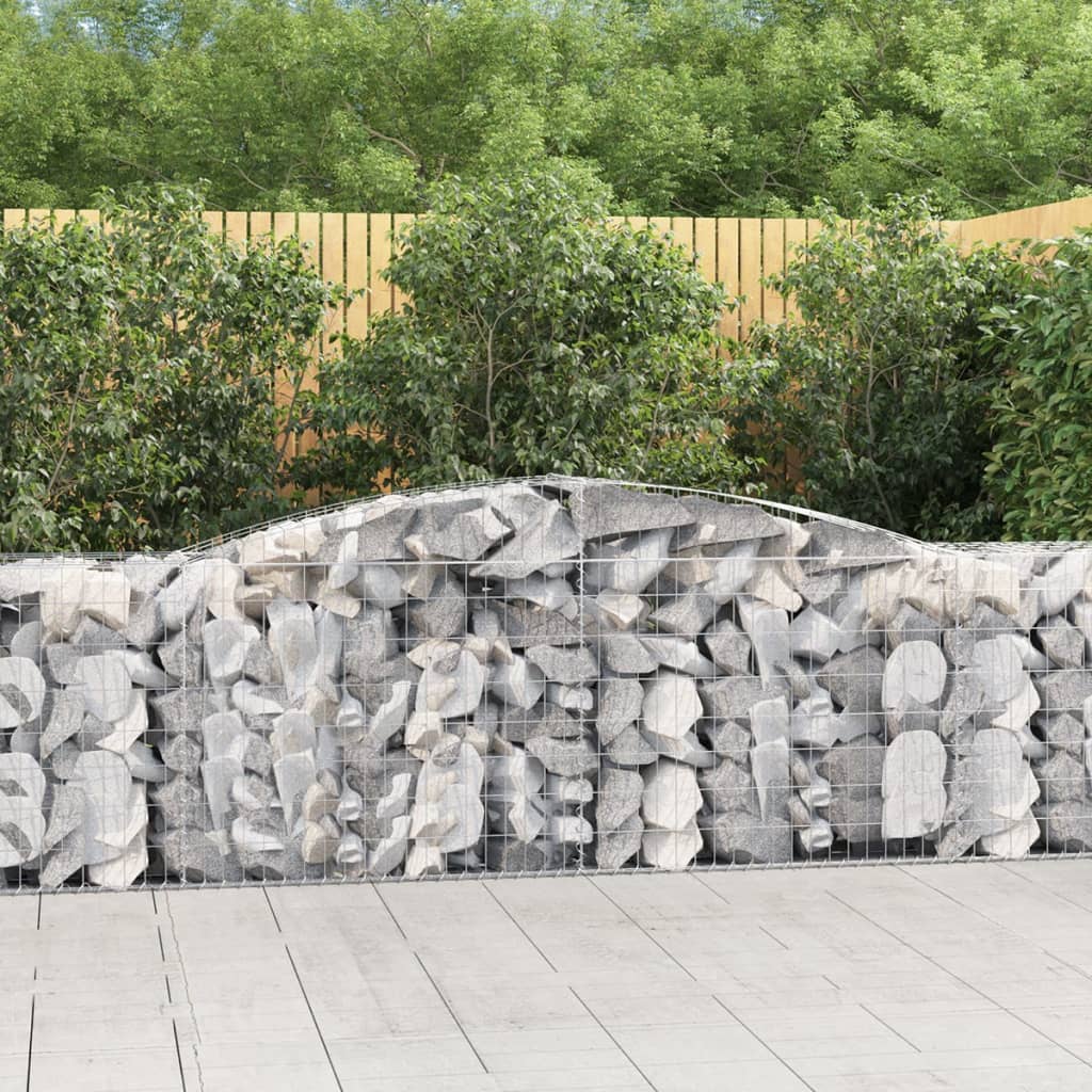 vidaXL Arched Gabion Basket 400x50x80/100 cm Galvanised Iron