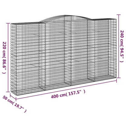vidaXL Arched Gabion Basket 400x50x220/240 cm Galvanised Iron