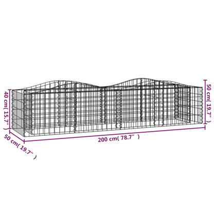 vidaXL Arched Gabion Raised Bed 200x50x50 cm Galvanised Iron