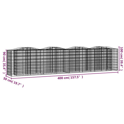 vidaXL Arched Gabion Raised Bed 400x50x100 cm Galvanised Iron