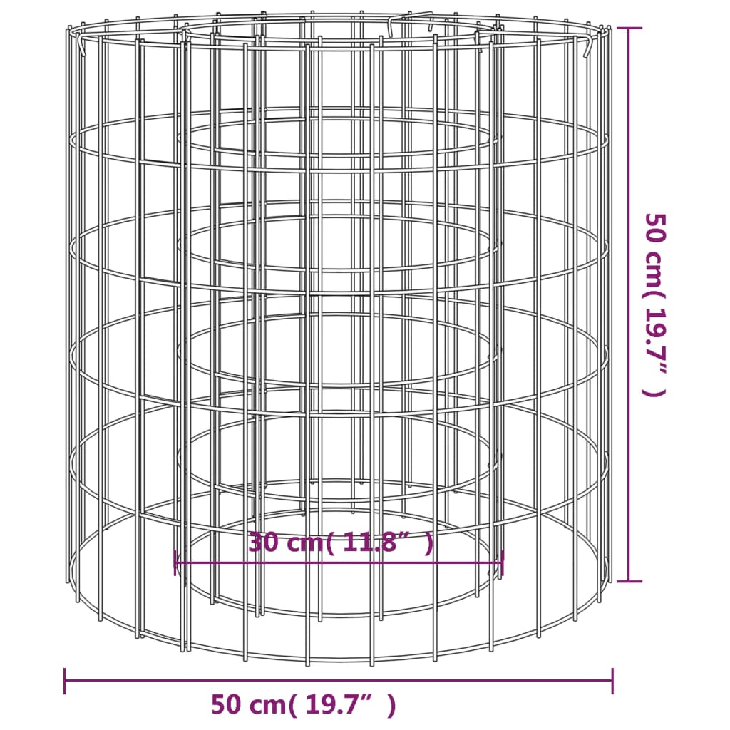vidaXL Gabion Fire Pit Ø 50 cm Galvanised Iron
