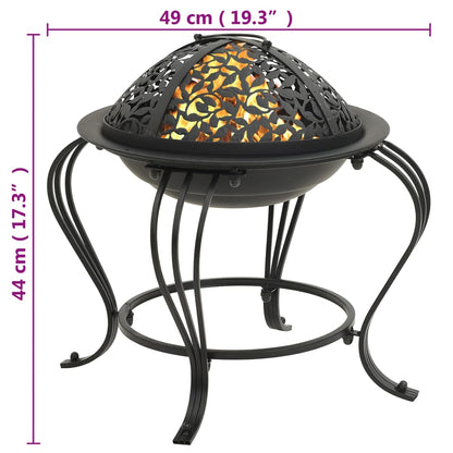 vidaXL Fire Pit with Poker 49 cm Steel