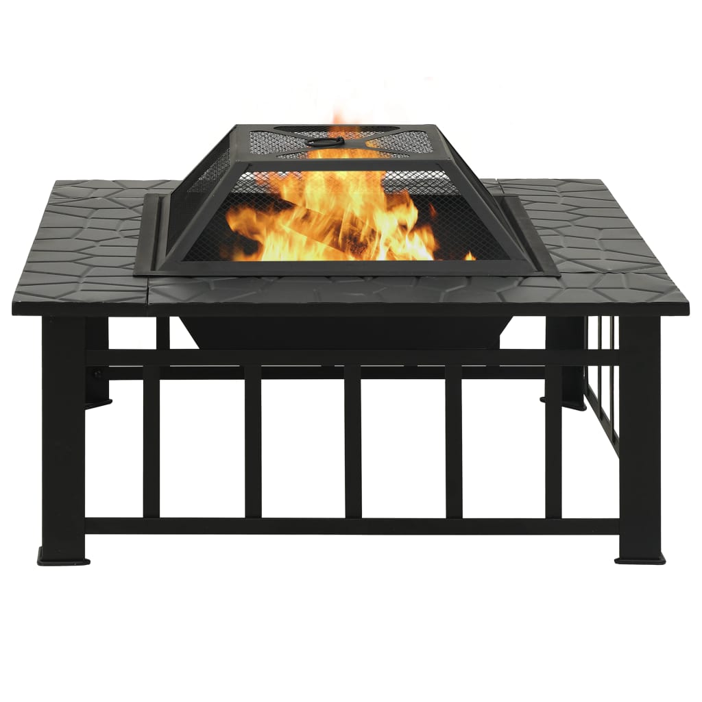 vidaXL Fire Pit with Poker 79x79x46.5 cm XXL Steel