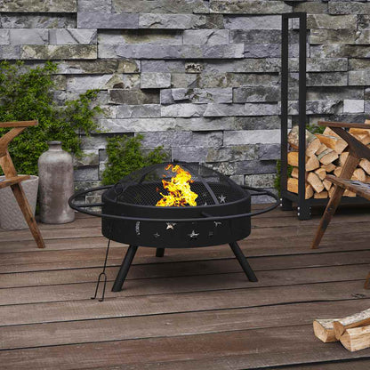 vidaXL Fire Pit with Poker 70 cm XXL Steel