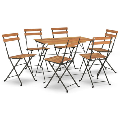 vidaXL Folding Bistro Set | Natural wood and black